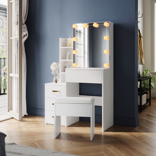 White dressing table with - table,
