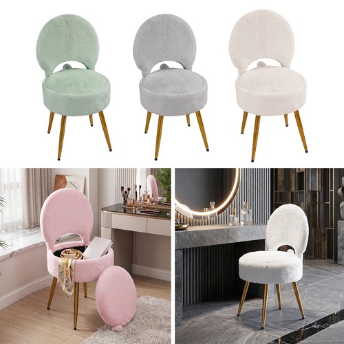 Fluffy faux fur vanity stool - faux,