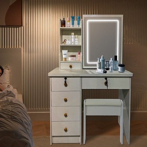 White dressing table with - white,