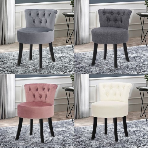 Velvet linen vanity stool - velvet/linen,