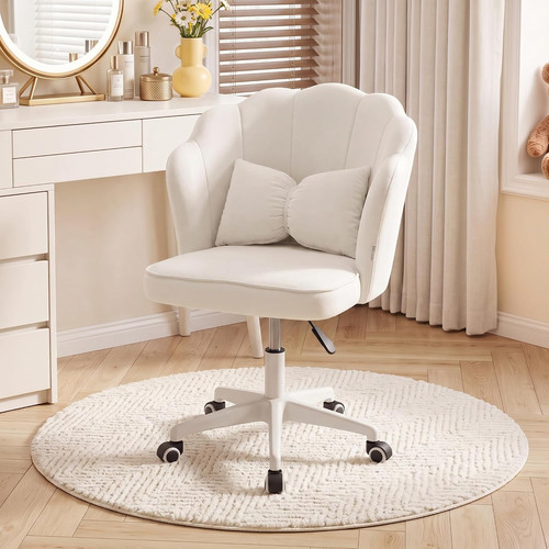 White velvet vanity - white, chair